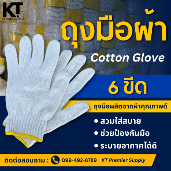 บริษัท รวมเศษชลบุรี 83 จำกัด - ถุงมือผ้า  6 ขีด
