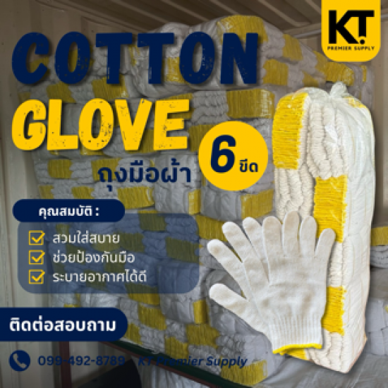ถุงมือผ้า  6 ขีด - บริษัท รวมเศษชลบุรี 83 จำกัด - ถุงมือผ้า 6 ขีด  ถุงมือผ้าฝ้าย  ถุงมือโรงงาน  ถุงมืออุตสาหกรรม  ถุงมือคลังสินค้า  ถุงมือผ้าฝ้าย 6 ขีด  ถุงมือผ้าขาว  ถุงมือผ้า KT Premium Supply  ถุงมือผ้า ชลบุรี  ถุงมือผ้า 6 ขีด ชลบุรี 